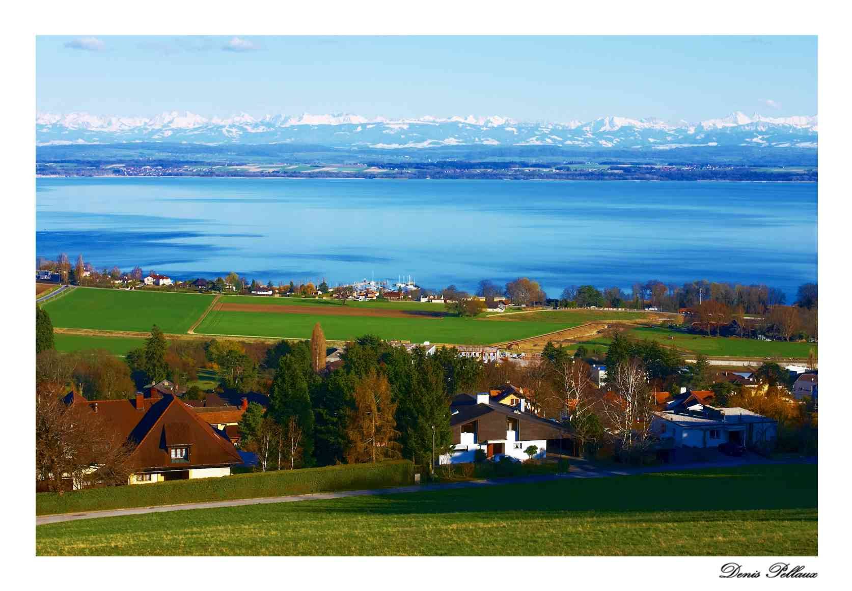 Bevaix, le port et les Alpes